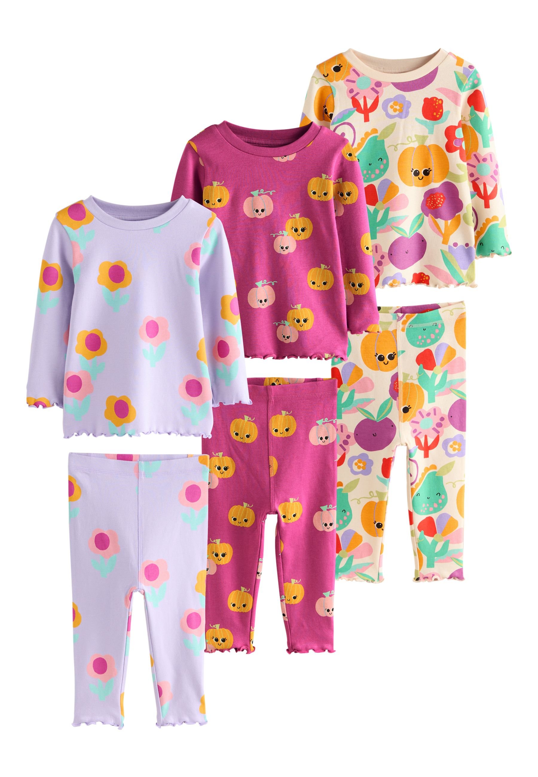 Pyjama Fille Doux à Fleurs - Lot De 3, NEXT, Confortable Et Facile à Laver