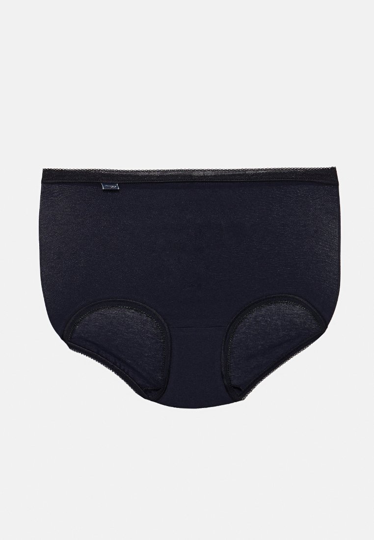 Schwarze Baumwollunterhose mit hohem Bund, ausgestattet mit einer glatten Textur, einem dezenten elastischen Bund und weichen Nähten entlang der Kanten.