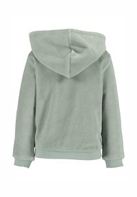 Felpa con cappuccio in morbido verde menta, con cappuccio, polsini e orlo a coste. Texture liscia, design semplice, senza motivi visibili o elementi metallici.