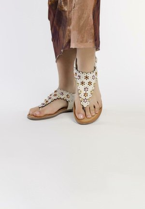 Gioseppo CON ADORNO DE FLORES CON TACHAS PARA PRELOJ - Sandalias de dedo - off white