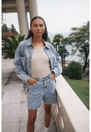 KABABETH - Denim jacket - blue denim feather flower emb