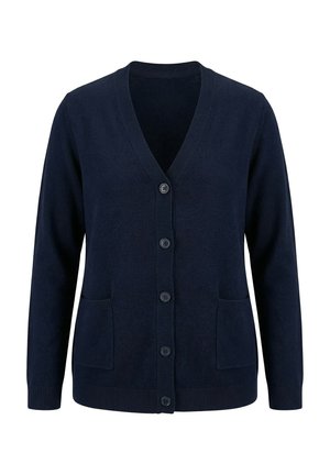 Ulla Popken, STRICKJACKE, POPELINE-EINSATZ, V-AUSSCHNITT, LANGARM - Vest - marine