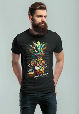 ANANAS SOMMER SONNE PARTY COCKTAIL FAS - T-Shirt print - schwarz