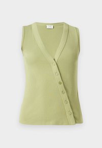 BARE POWDERED BUTTON THROUGH LONGLINE VEST - Strukirani kaput - green
