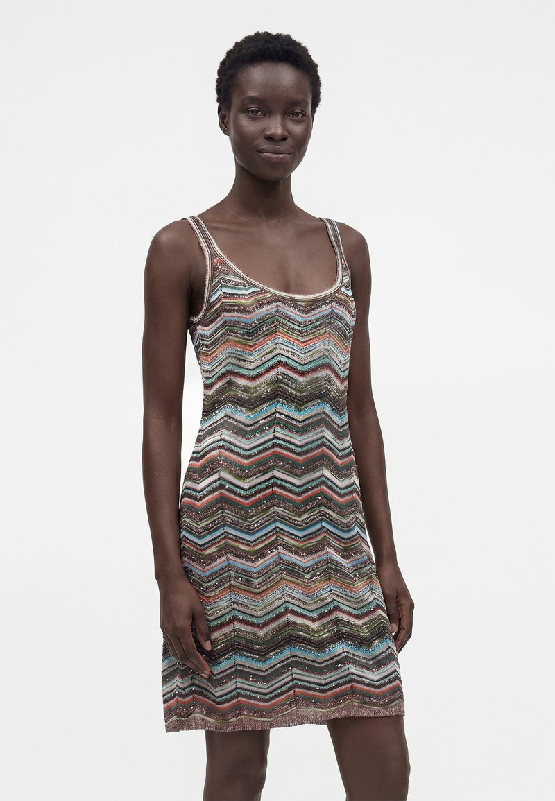missoni short beach dress SLEEVELESS - Day dress strass Duchess Kate: Bespoke Cornflower Color::#8-Red Made in Italy