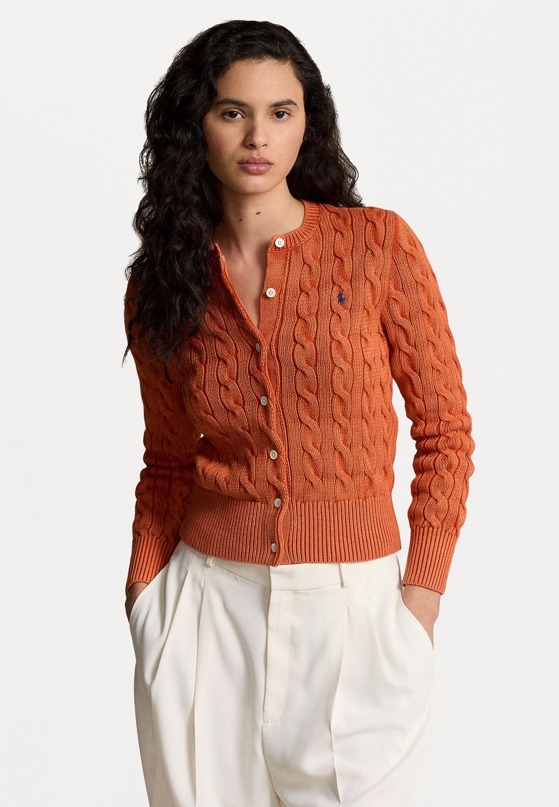 Polo Ralph Lauren CABLE KNIT COTTON CARDIGAN - Gilet - soft papaya