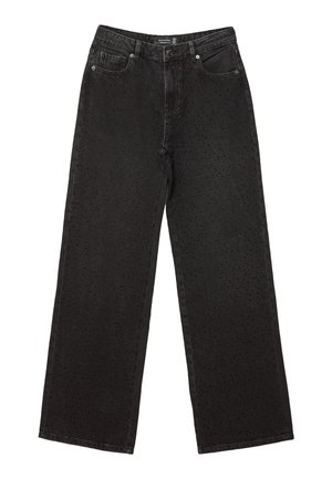 Stradivarius, STRAIGHT-FIT JEANS WITH RHINESTONES - Jean droit - mottled light grey