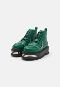 Koi Footwear THE SILENCE PLATFORM GRUNGE BOOTS UNISEX - Šņorējami puszābaki - green
