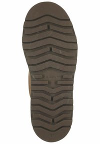 Podeszwa gumowa w ciemnym brązie. Posiada głęboki, zygzakowaty wzór bieżnika dla lepszej przyczepności. Oznaczona napisem "GANT" oraz rozmiarem "37" w pobliżu pięty.