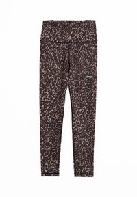 Leggings med leopardmønster i nyanser av brunt og svart. Laget av elastisk stoff, med høyt liv og logodetalj på siden.