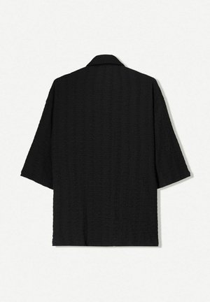 Bershka TEXTURED SHORT SLEEVE BOXY FIT - Camicia - black