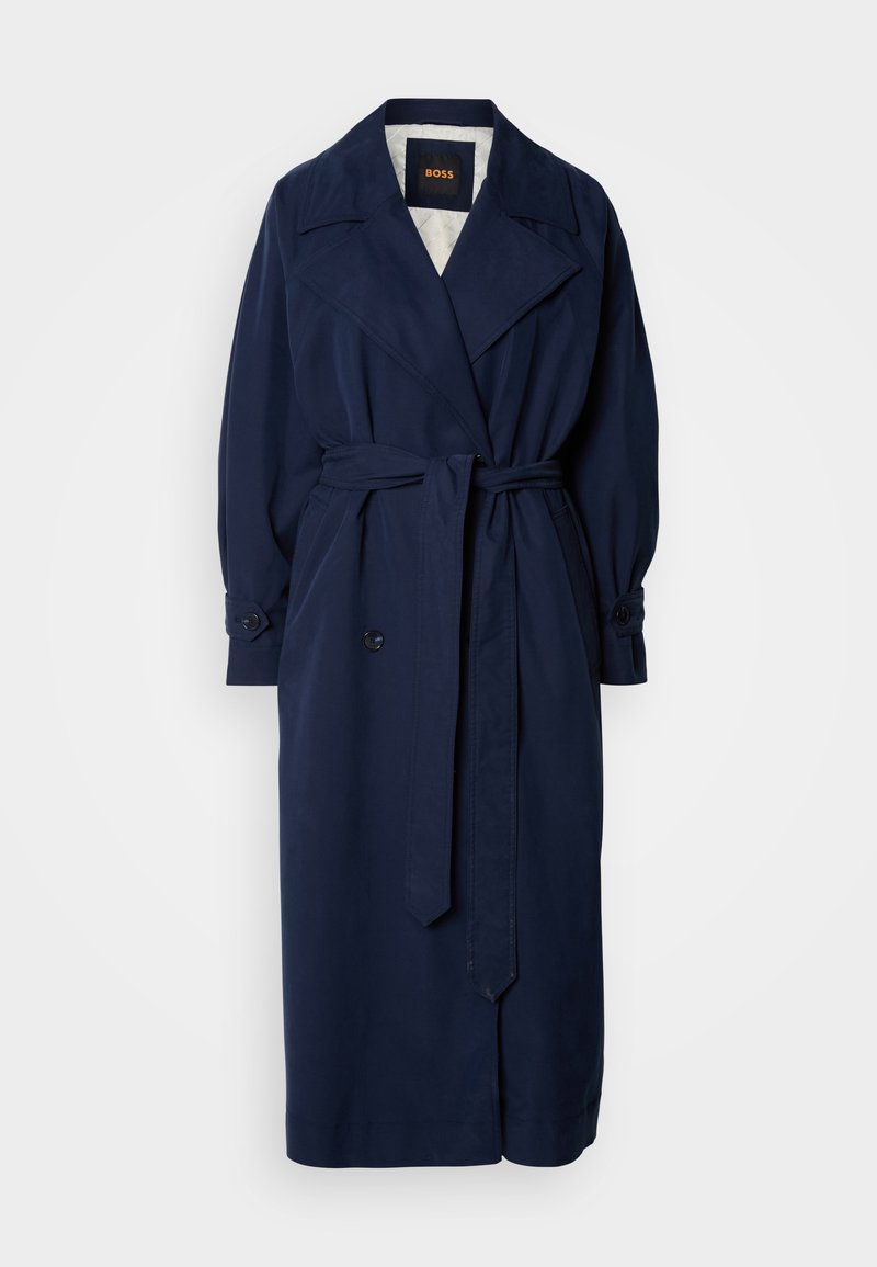 Trench-coat Femme Hugo Boss « Cidera » Bleu à Ceinture - Taille US 4 / IT 40 - Neuf Avec étiquettes