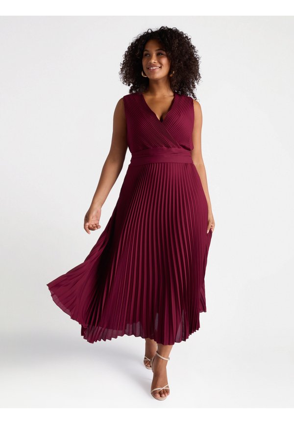 PLISSÉ CON SCOLLO V - Maxikleid - bordeaux