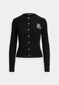 CABLE KNIT COTTON CARDIGAN - Kardigan - black