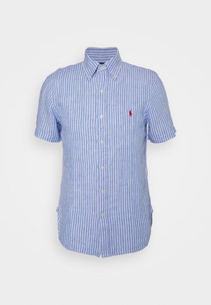 SLIM FIT STRIPED LINEN SHIRT - Shirt - blue/white