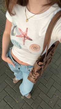 Hollister Co. Floral Graphic Baby Tee - Marškinėliai su spaudiniu - cloud dancer