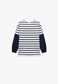 Gestreept longsleeve shirt met witte en marineblauwe horizontale strepen, effen marineblauwe mouwen, ronde halslijn en ribgebreide manchetten. Katoenmengsel stof.