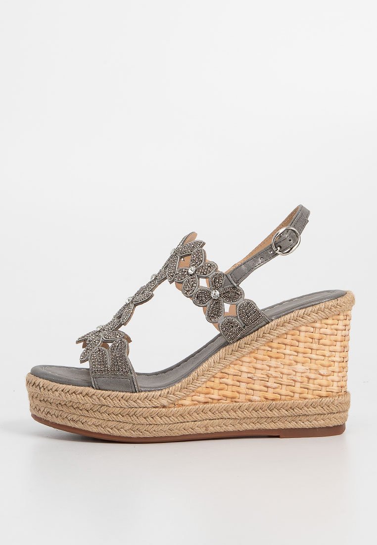 Alma en Pena Sandalen met sleehak grijs