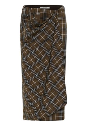 Gestuz, ALEYA SKIRT - Φούστα σε γραμμή Α - green olive check