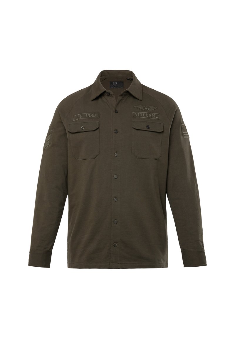 Camicia uomo JP 1880 taglie forti mezza manica misto lino collo alto