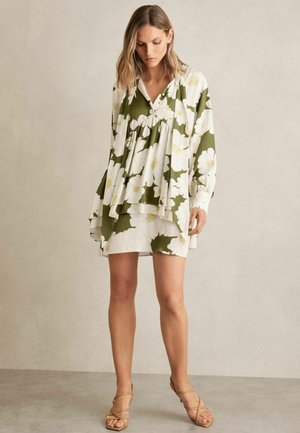 REGULAR FIT - NEVA FLORAL TIE-NECK SWING - Abito a camicia - ivory green