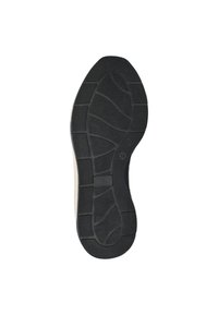 Zwarte rubberen zool met een patroon, voorzien van groeven en verhoogde delen voor grip. Maat aangegeven als 39. Schone en gladde randen.