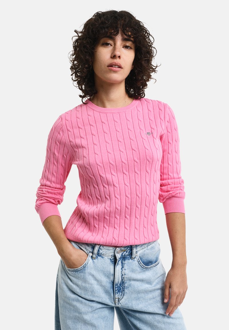 GANT CABLE C NECK - Strickpullover - candy pink