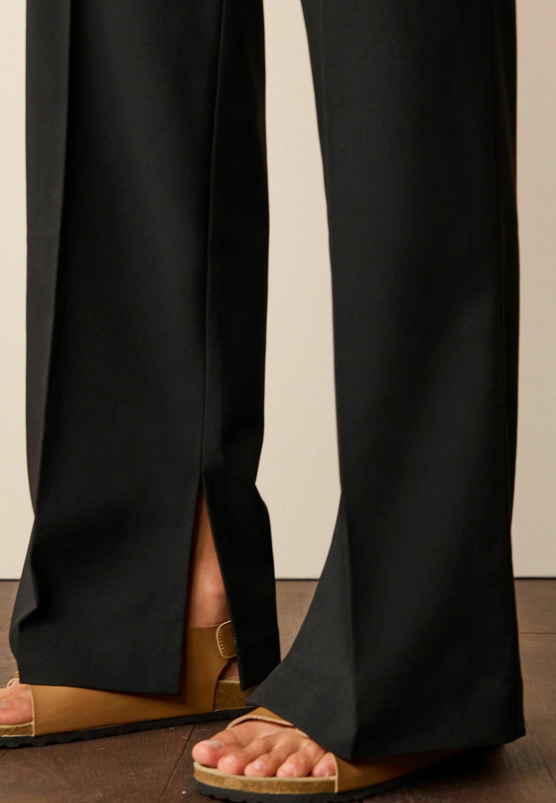 Next TAILORED STRETCH WIDE LEG TROUSERS - Pantalon classique - black/noir -  ZALANDO.FR