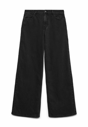 Vero Moda, Wide-fit VMFAYE Low rise Wide Leg Fit - Traperice ravnih nogavica - black denim