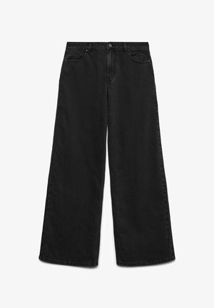 Mustad laiad mustad teksad, mis on valmistatud denimist. Omadusteks on kõrge vöökoht, viis taskut ja õrn tikand. Klassikaline, lõdva istuvusega siluett.