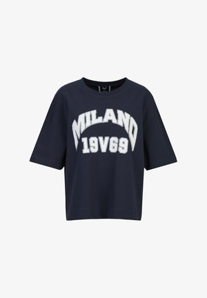 19V69 Italia, OVERSIZED PETONIA COLLEGE - T-Shirt print - navy