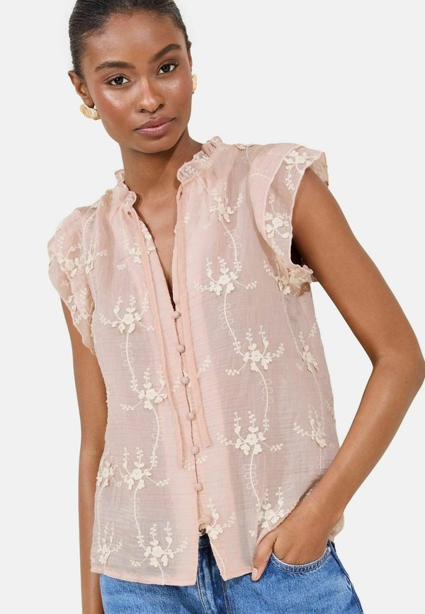 REGULAR FIT - EMBROIDERED KEYHOLE DETAIL - Bluse