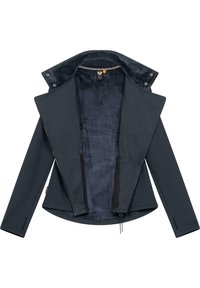 Tmavošedá bunda s vysokým golierom, zipsovým zapínaním a mäkkou vnútornou podšívkou. Disponuje dvoma vreckami na zips a hladkým vonkajším povrchom.