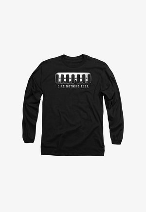 Black long-sleeve t-shirt featuring a metallic Hummer logo and the text "LIKE NOTHING ELSE" in white, with a smooth and soft texture.