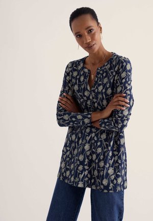 Seasalt Cornwall, SEASALT CORNWALL MOON WINDOW TUNIC - Long-sleeved top - navy - lino seedpods maritime