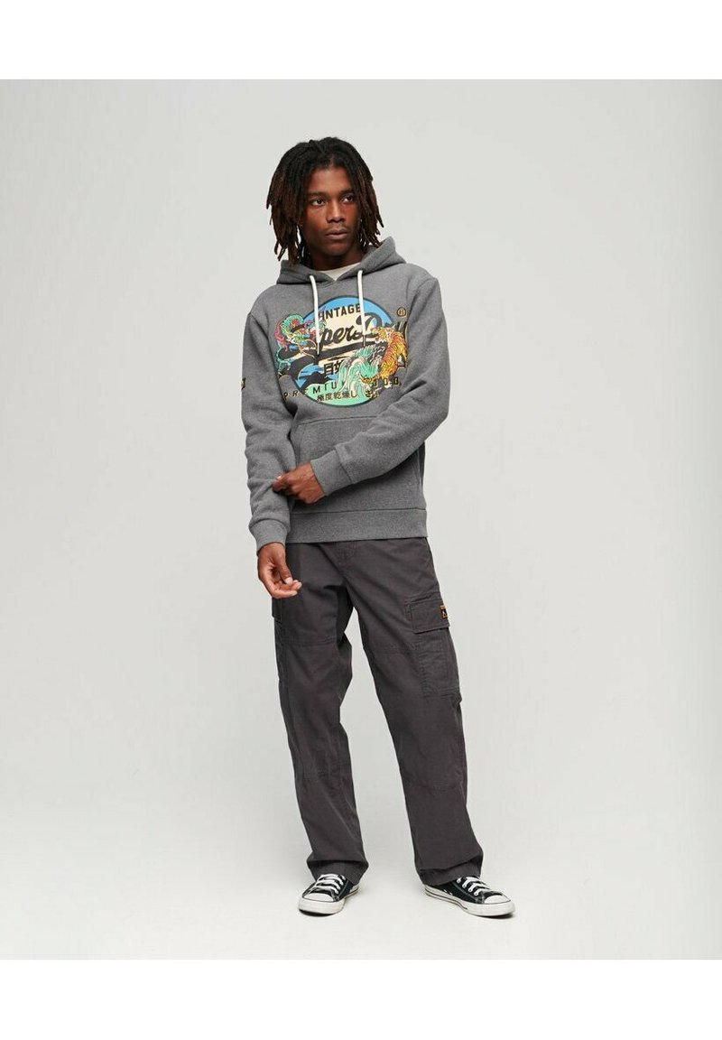 Superdry JAPANESE VINTAGE LOGO GRAPHIC Hoodie rich charcoal marl