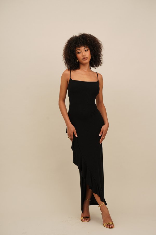 GRACE RUFFLE GLITTER MAXI - Jersey dress