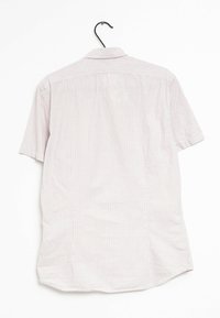 Camicia a maniche corte a quadretti in colori chiari con motivo a scacchi, realizzata in cotone, con colletto standard e orlo curvo.