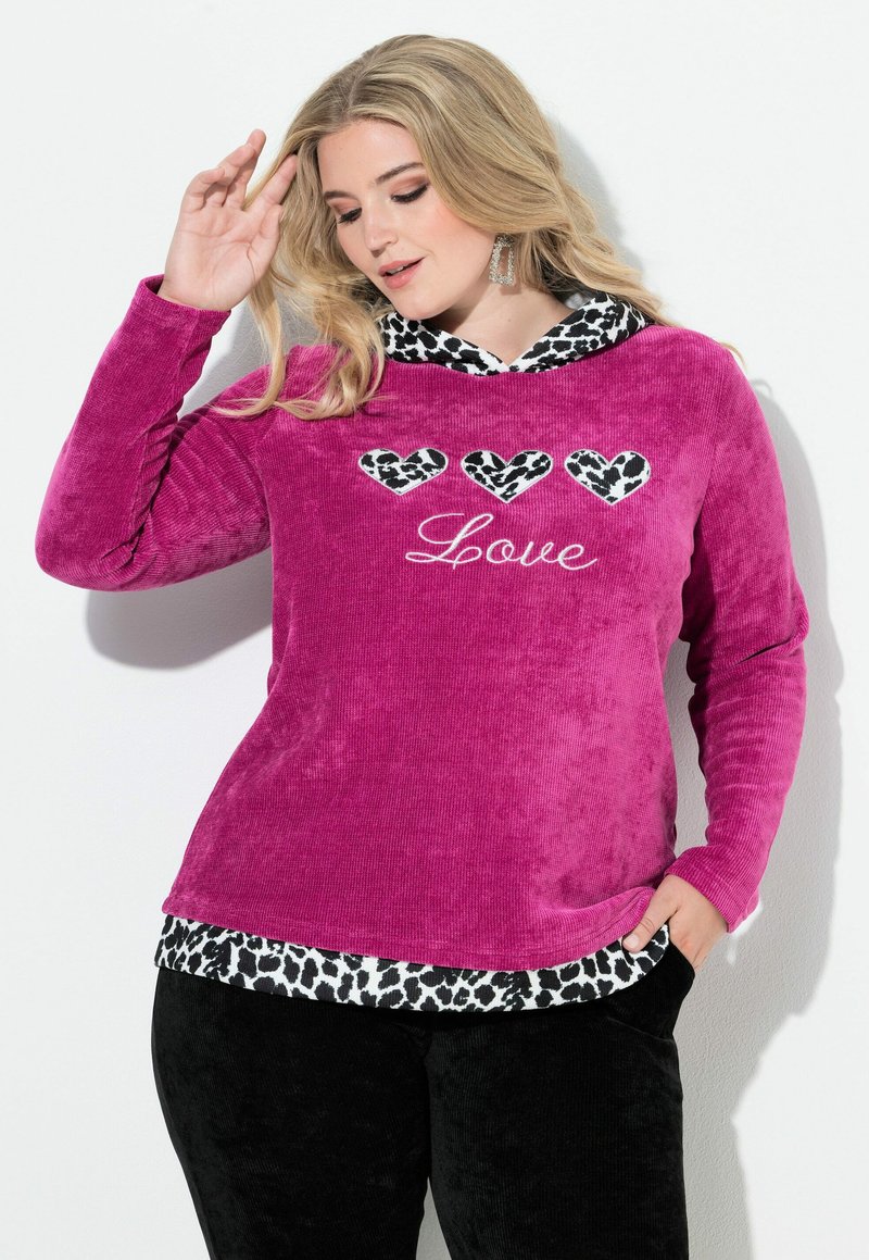 MIAMODA KAPUZEN, FLAUSCH, LEO-DETAILS - Felpa con cappuccio - dark hollyhock