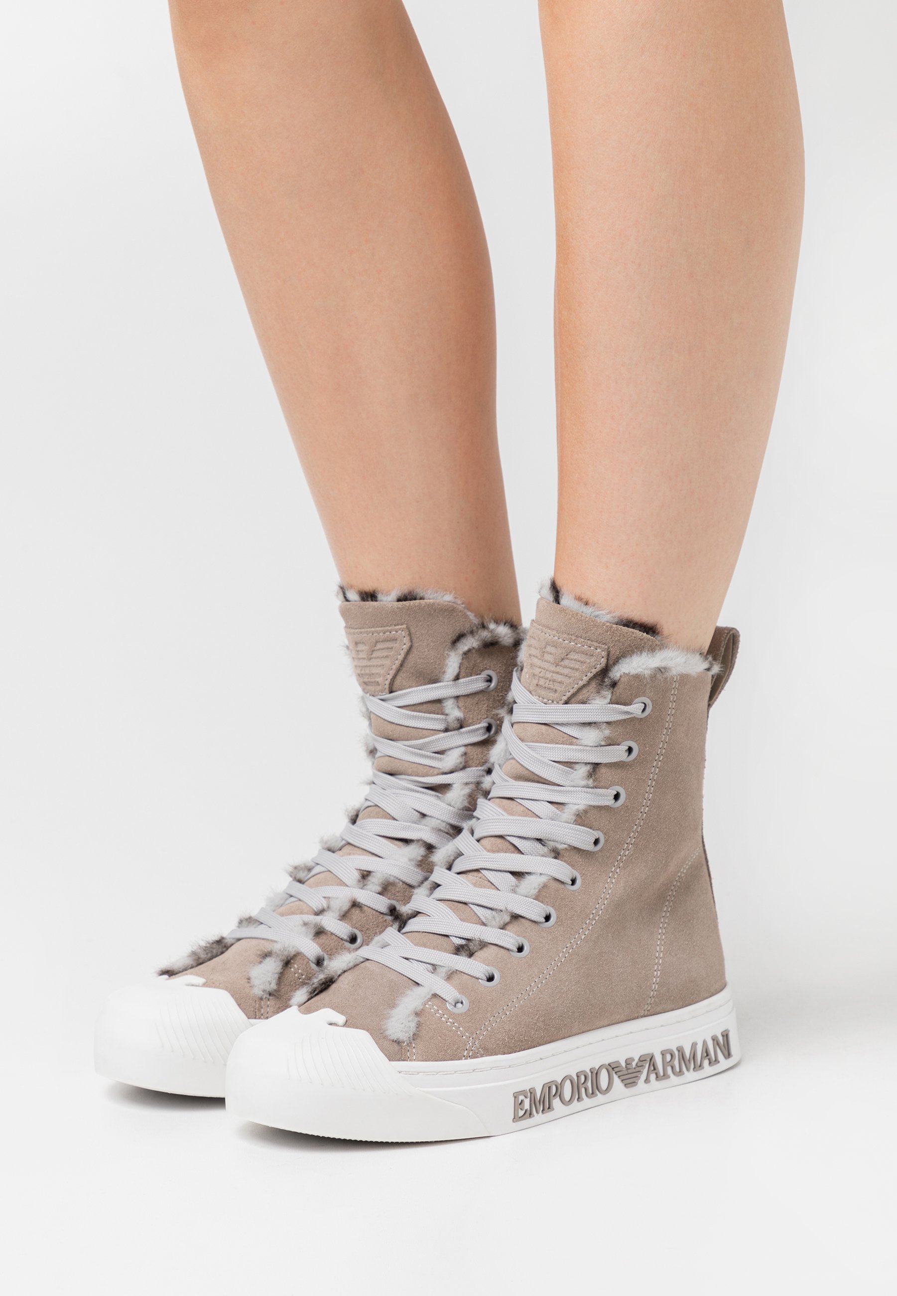Emporio Armani Sneakers hoog - grey/Grijs - Zalando.nl