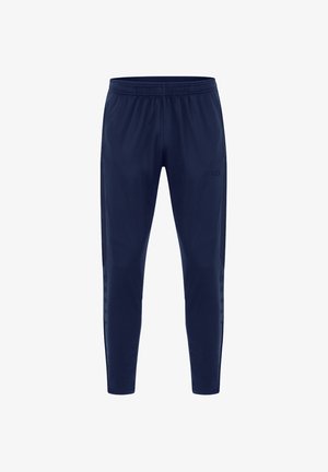 Pantaloni sportivi navy realizzati in tessuto leggero, con vita elastica, gambe affusolate e un logo discreto sulla parte anteriore.