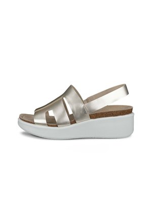 CORK - Wedge sandals - pure white gold pure white gold