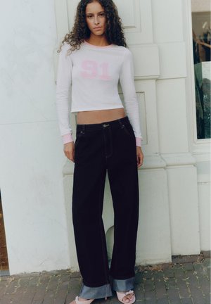 PULL&BEAR, STRAIGHT-LEG WITH TURN-UP HEMS - JEANS - Jeans Relaxed Fit - dark-blue denim