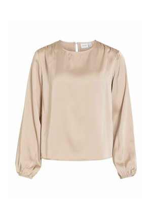 VILA, LONG SLEEVED TOP VIENNA ROUND NECK - Bluse - cement