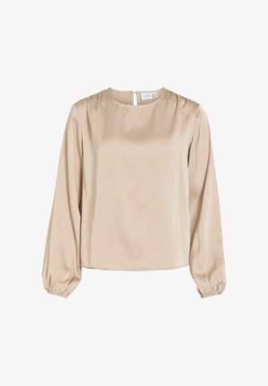 VILA, LONG SLEEVED TOP VIENNA ROUND NECK - Pluus - cement