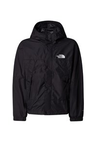 Svart isolerad jacka med huva, med dragkedja och tryckknappsstängning, elastiska ärmslut och en logotyp på vänster bröst. Strömlinjeformat, vattentåligt tyg.