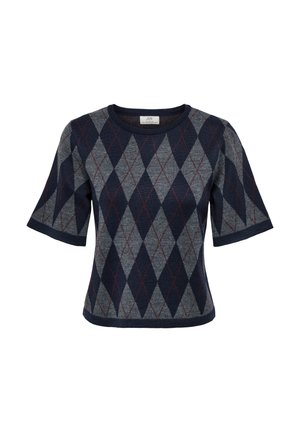 JDY, JDYMAGGY S/S ARGYLE  PULLOVER KNT NOOS - T-shirts print - smoked pearl