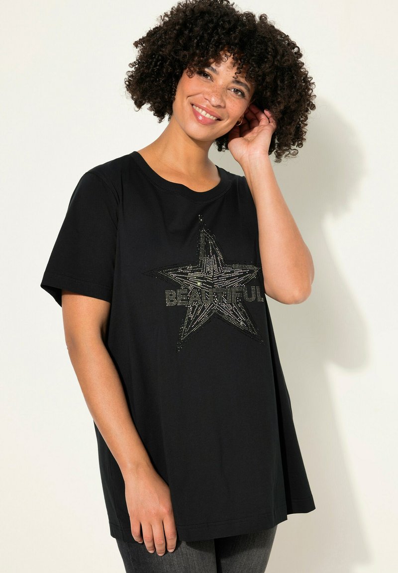 Angel of Style - DECORATIVE RIVET STAR HALF SLEEVES - Print T-shirt - black, Enlarge