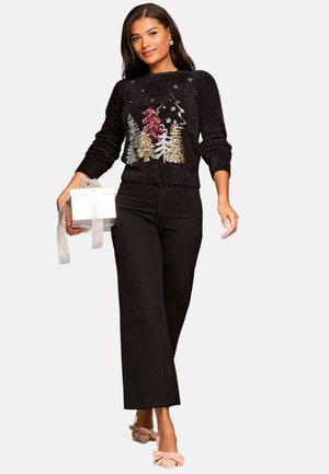Lipsy CHRITMAS SLOGAN CREW NECK- REGULAR FIT - Pulóver - black tree