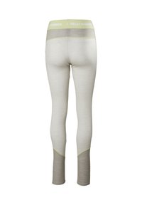 Leggings gris claro con un acabado texturizado, que presentan una cinturilla de malla y acentos grises en las piernas inferiores. Logo de la marca en la cintura.